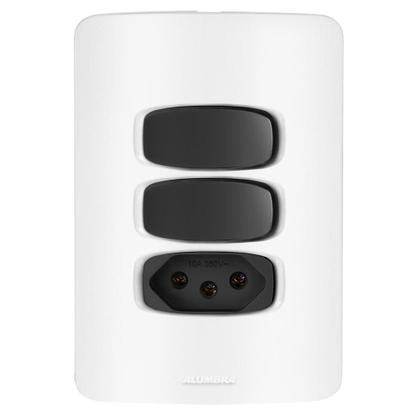 Imagem de 1 Simples + 1 Paralelo + 1 Tomada 10A Gracia Branco / Preto