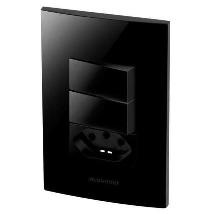 Imagem de 1 Simples + 1 Paralelo + 1 Tomada 10A - Inova Black Piano