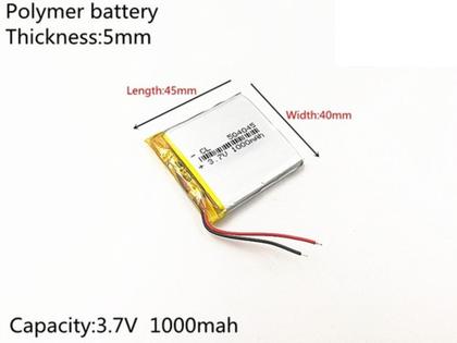 Imagem de 1 Unidade 504045 1000 Mah 3,7v 5mm X 40mm X 45mm Com 2 Fios