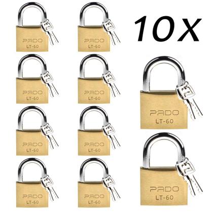 Imagem de 10 Cadeado Pado Lt 60mm 20 Chaves Não Enferruja Resistente