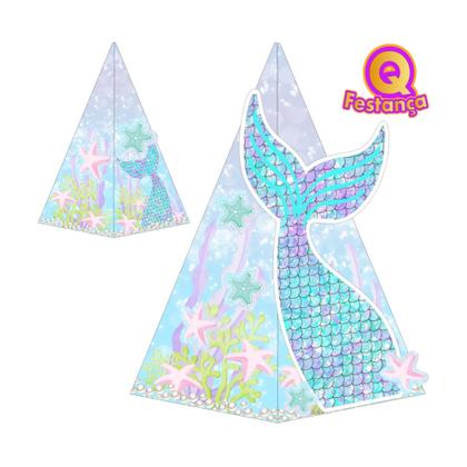 Imagem de 10 Caixa Cone Sereia com Aplique 3D
