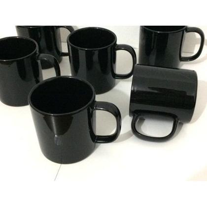 Imagem de 10 Canecas de Porcelana Preta (Não é para Sublimar) 300ML Lettering Promocional