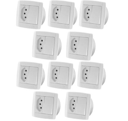Imagem de 10 Pc Interruptor Simples Tomada 10A Dupla Para Móveis Ilumi