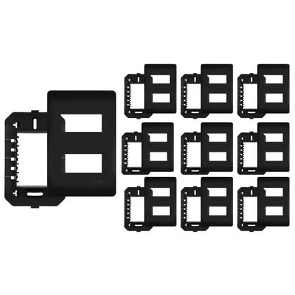 Imagem de 10 Placa Com Suporte Fame Habitat Black 4X2 Para 2 Módulos Horizontais Distanciados Preto