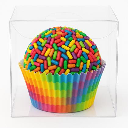 Imagem de 100 caixas de acetato transparente 4x4x4 para 1 ou 2 mini doce na espessura de 0,21mm