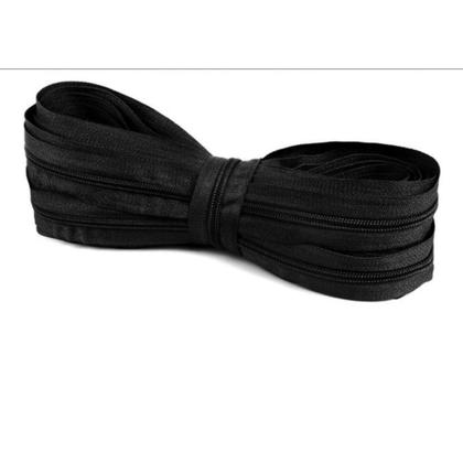 Imagem de 100 Metros De Zíper Nylon  Preto - Número 3 Com 100 Unidades De Cursor Prata