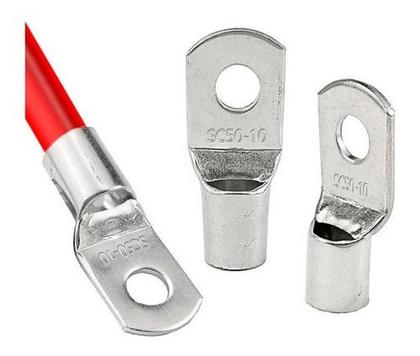 Imagem de 10un Kit Terminal Olhal Compressão 50mm M10 Fios E Cabos