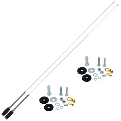 Imagem de 2 Antena Móvel Px 1,40m Inox Mini Maria Mole Alongador 15cm Parafusos Fixação