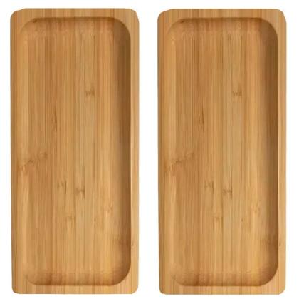 Imagem de 2 Bandejas Petisqueira de Bambu Retangular 28cm Decoração
