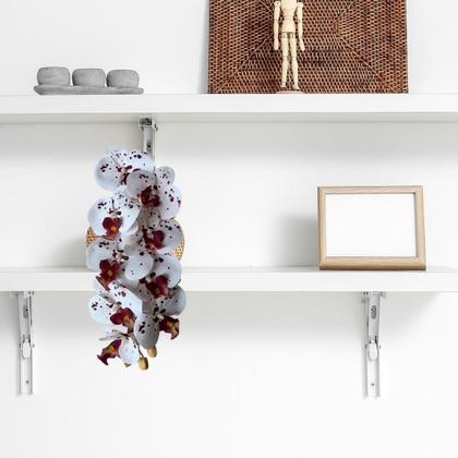 Imagem de 2 Hastes de Orquídea Artificial Branca com detalhes vinho premium decoração de vasos e arranjos - DE1424