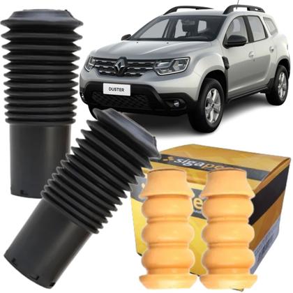 Imagem de 2 Kits Batente + Coifa Traseiro Renault Duster 4x2 Após 2010