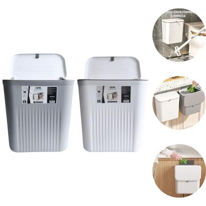 Imagem de 2 Lixeiras Suspensa Com Suporte De Pendurar Cozinha 9 Litros