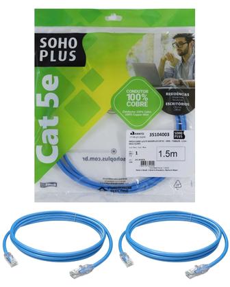 Imagem de 2 Patch Cord U/utp Furukawa Sohoplus Cat5e Cmx 1.5m Azul-Claro
