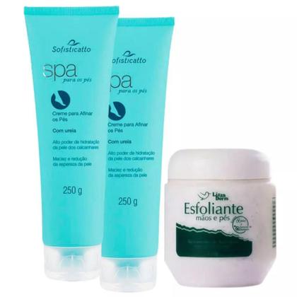 Imagem de 2 Spa para os Pés Creme para afinar + 1 Esfoliante Mãos e Pés Lizza Derm