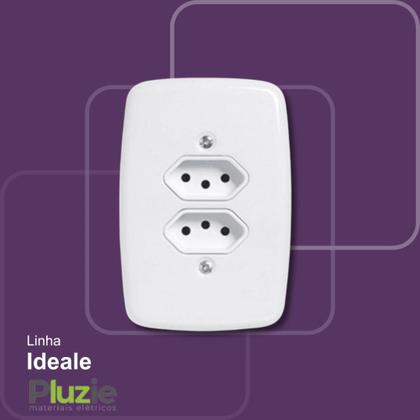 Imagem de 2 Tomadas 2P+T 10A C/Placa 4x2 Branca Ideale Pluzie