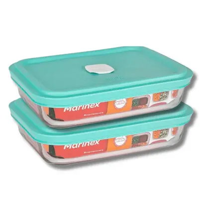 Imagem de 2 Travessa Facilita de Vidro com Tampa 750ML Marinex Doce