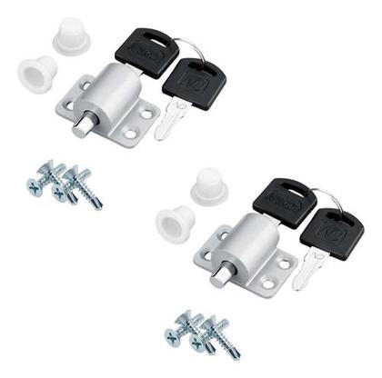 Imagem de 2 X Fechadura Tranca Trava P/ Janela Porta Correr 206 Cor Cinza