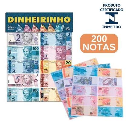 Imagem de 200 Dinheirinho/Notas de Dinheiro Falso De Mentira Jogo Brinquedo Educativo Banco Imobiliário