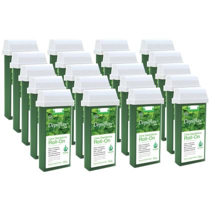 Imagem de 20UN Cera Refil Roll On Depilação Depilflax Hortelã 100G