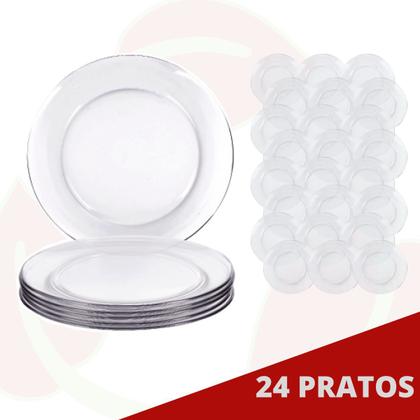 Imagem de 24 Prato Astral Raso 22,6CM Transparente Refeição Duralex