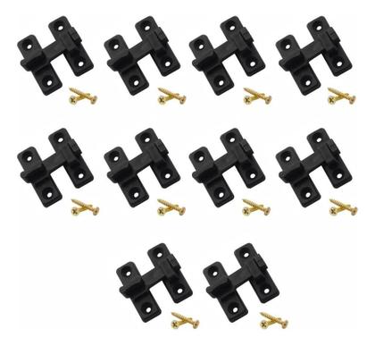 Imagem de 2X 10 Trinco Fecho Tranqueta Plastico Porta Sanfonada Preto