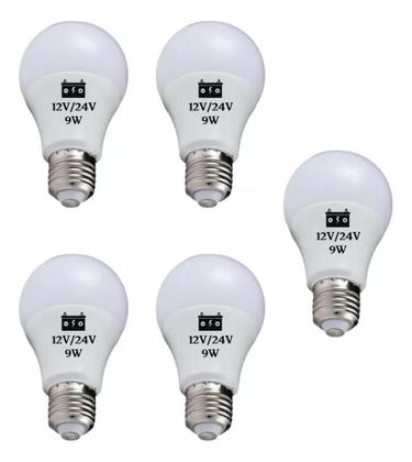 Imagem de 2X 5 Lâmpada Led Bulbo 9W 12V 24V E27