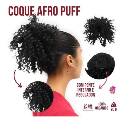 Imagem de 2X Cabelo Organico Coque Cacheado Curto Afro Puff Com Regula