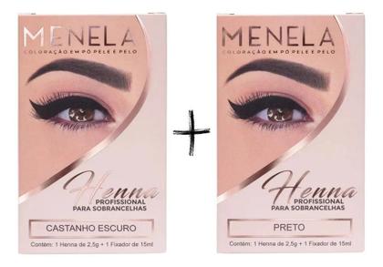 Imagem de 2X Combo Kit Henna Menela Castanho Escuro + Preto