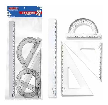 Imagem de 2X Conjunto Para Desenho Reg30Cm+Esq45+Esq60+Transf180 - Wal