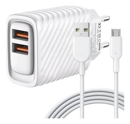 Imagem de 2X Fonte Carregador Rápido 2 Usb 3.1A Inova + Cabo Micro-Usb