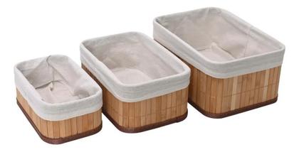 Imagem de 2X Jogo 3 Cestos Organizadores Pequenos Bambu Claro Mimo Sty