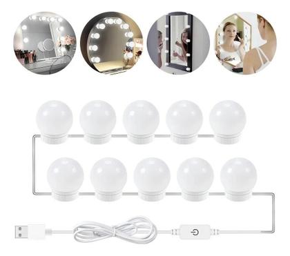 Imagem de 2X Kit 10 Luz De Espelho Camarim Maquiagem Led 3 Tons Cores