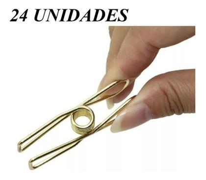Imagem de 2X Kit 24Pregadores De Metal Grande Varal Prendedor Roupas I