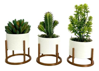 Imagem de 2X Kit 3 Vasos Decorativos Mesa Centro Sala Preto Branco