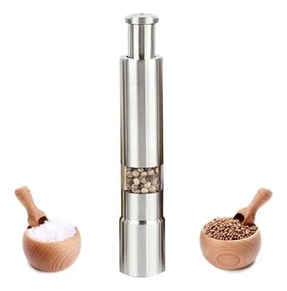Imagem de 2X Moedor Pimenta Sal Temperos Inox Manual Com Visor 15,5Cm