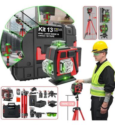 Imagem de 2X Nível Á Laser 16 Linhas 30M 4D 360+Tripé,Bateria,Base,Ca