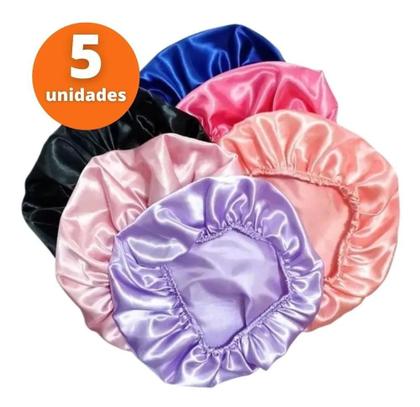 Imagem de 2X Touca De Cetim Antifrizz Kit 5Un Coloridas