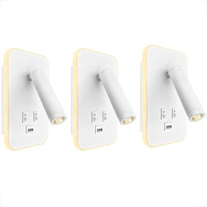 Imagem de 3 Arandela Spot Leitura Foco Móvel Led Interruptor USB Bet79