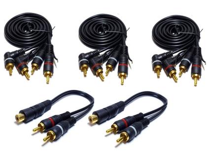 Imagem de 3 Cabos RCA 1,5 Metro mais 2 Y 2M1F Processador Crossover