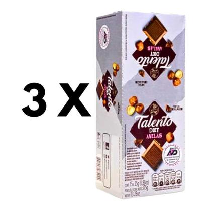 Imagem de 3 Caixas Chocolate Talento Diet Zero Açúcar GAROTO 15un Cada