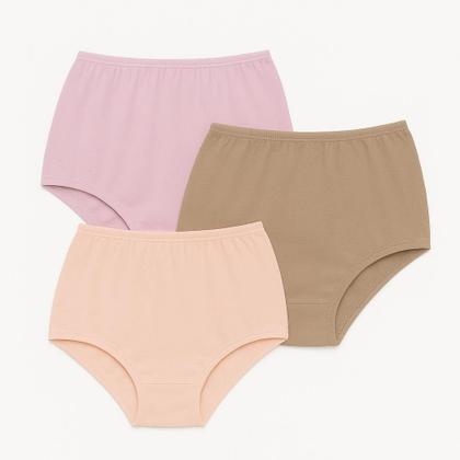 Imagem de 3 Calcinhas Plus Size Luminate 0162 Rosa Pessego Chocolate