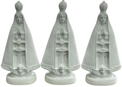 Imagem de 3 Pç Nossa Senhora Aparecida 22cm Gesso Branco Pintar Manto Decoração Lembrança Presente Mãe