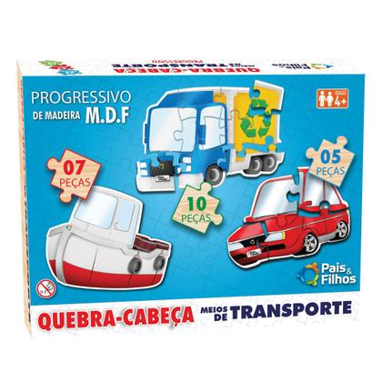 Imagem de 3 Quebra-cabeça Progressivo De Madeira Meios De Transporte
