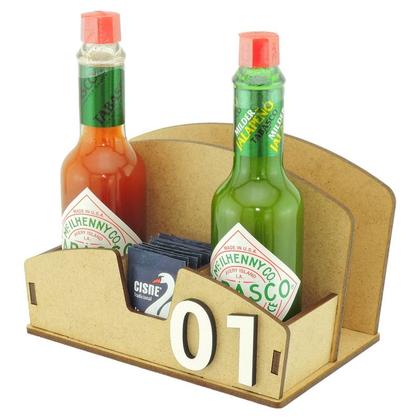 Imagem de 35 Galheteiro Porta Guardanapo Sal Sachê Pimenta Bistrô Mdf Crú