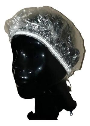 Imagem de 3X 100 Touca Plástica Descartável Luxo Banho Cabelo Com Nota