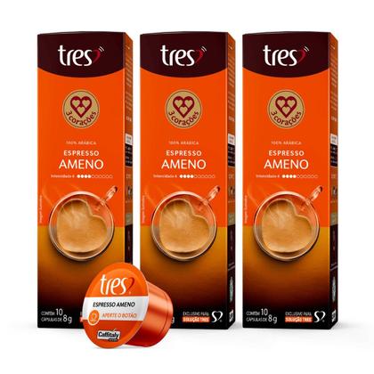 Imagem de 3x Cápsula de Café Tres 3 Corações Espresso Ameno 10 Unidades