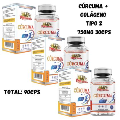 Imagem de 3x Cúrcuma + UC2 Colágeno Tipo 2 750mg 90cps