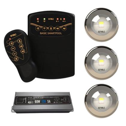 Imagem de 3x led 10w tholz + fonte 60w + basic smartpool