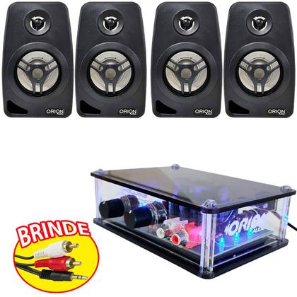 Imagem de 4 Caixas De Som Ambiente + Amplificador Escritorio Pc Notebo