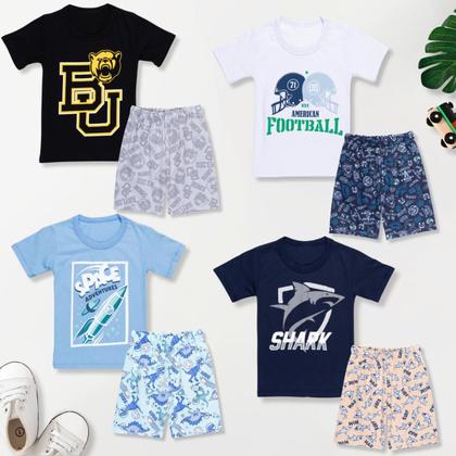 Imagem de 4 Conjunto Infantil Verão Com Shorts Moletinho Roupa De Calor Menino